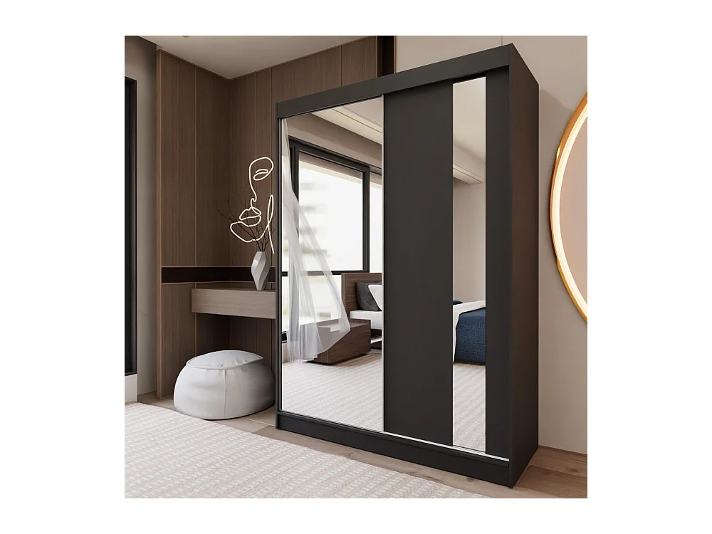 ARMOIRE A PORTES FERMÉES Gaja 150/216/61 noir avec miroir