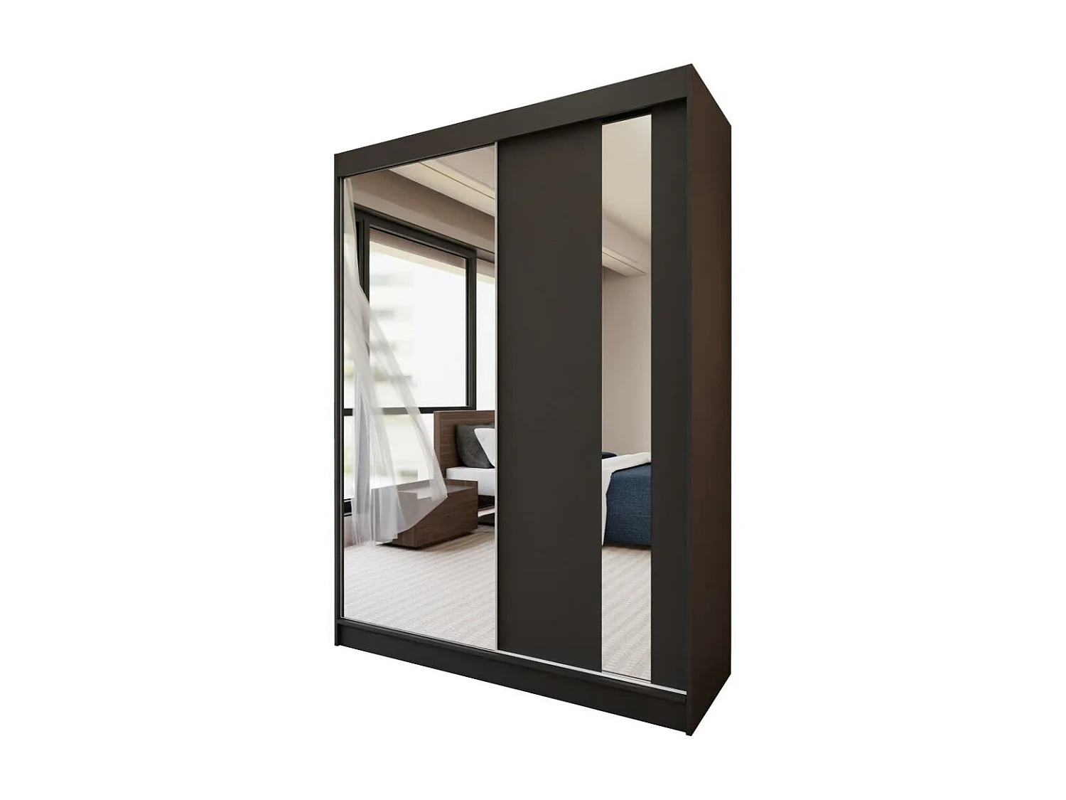 ARMOIRE A PORTES FERMÉES Gaja 150/216/61 noir avec miroir