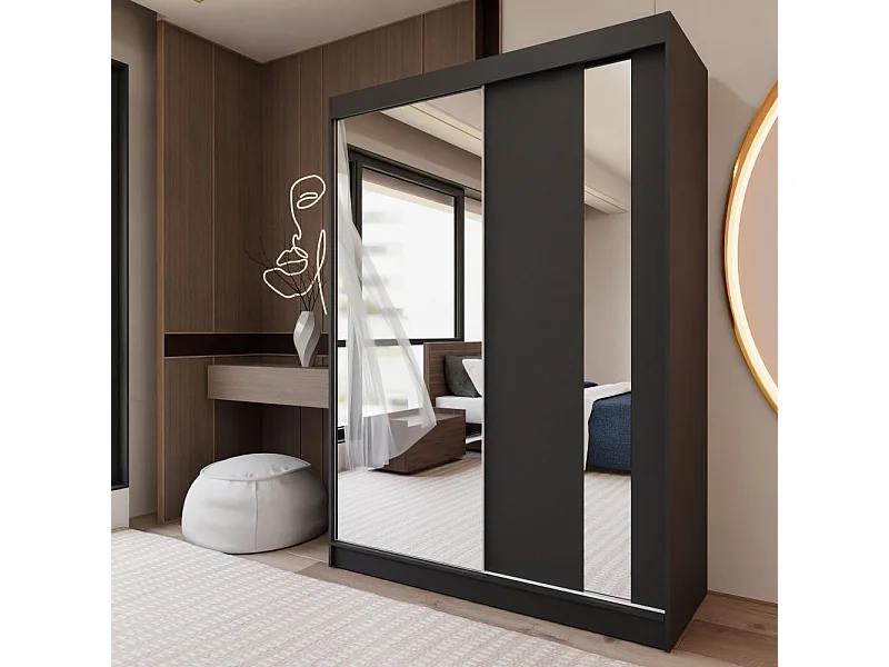 ARMOIRE A PORTES FERMÉES Gaja 150/216/61 noir avec miroir