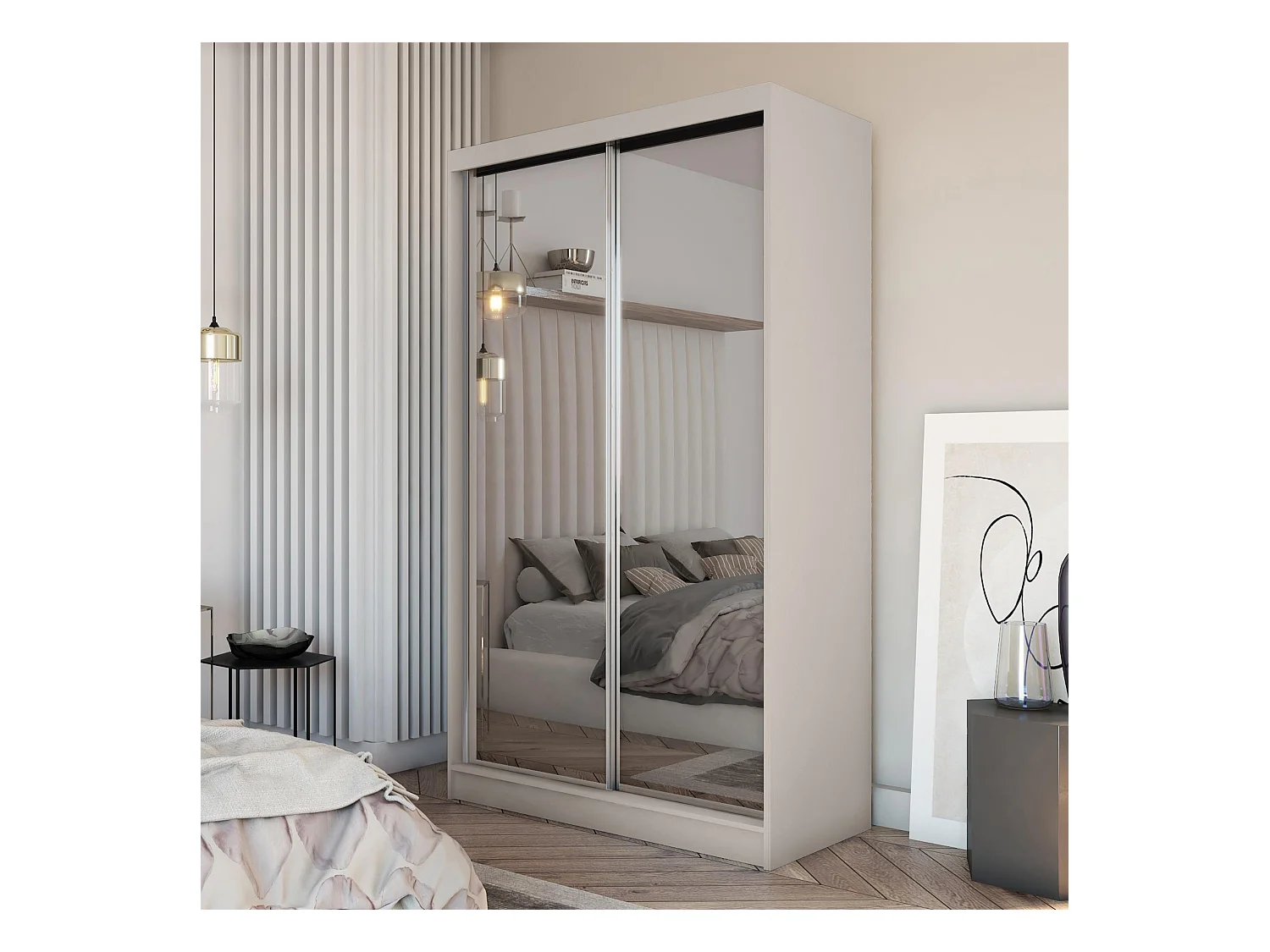 ARMOIRE À PORTES FERMÉES Debra 120/216/61 cachemire avec miroir