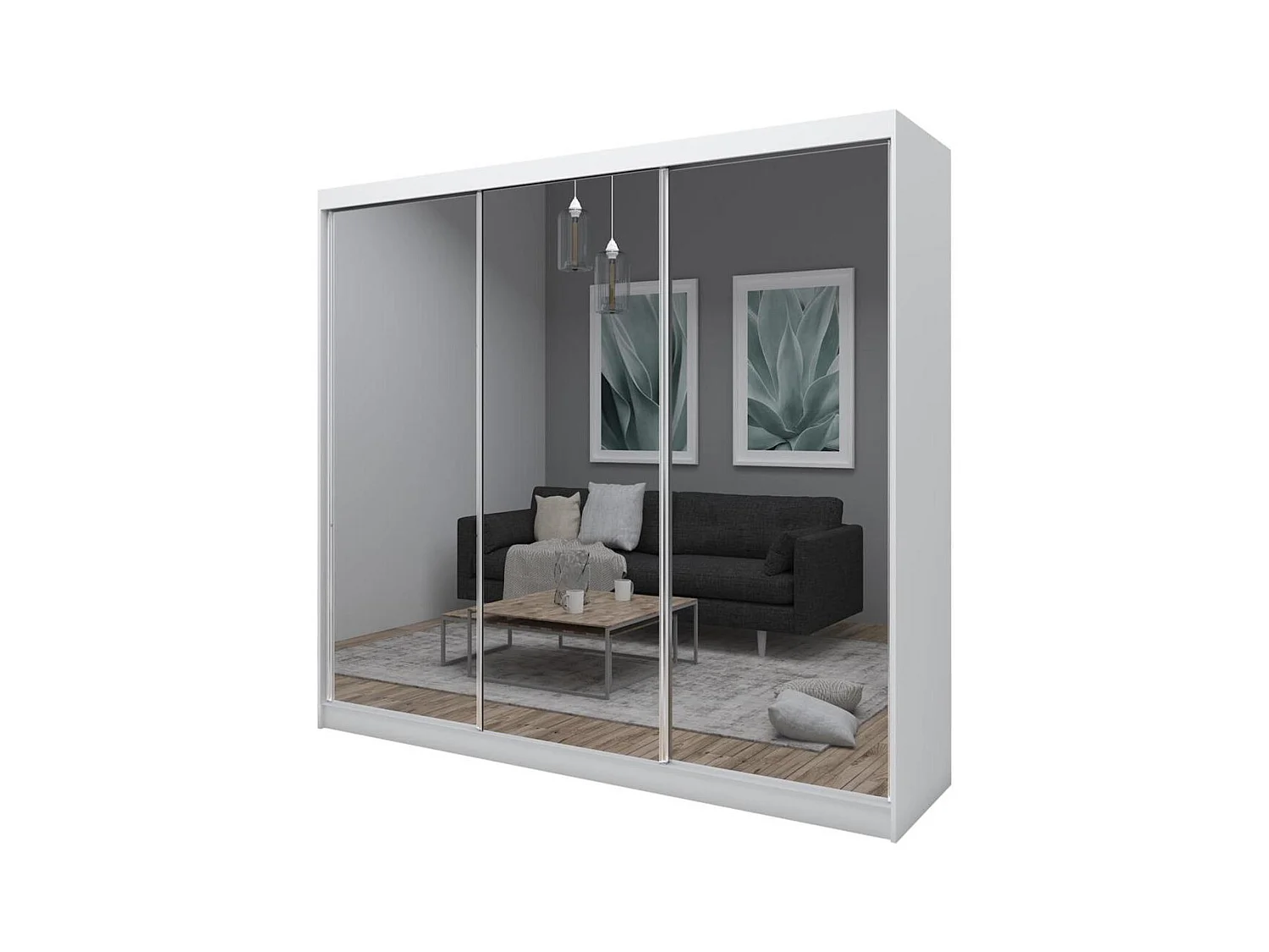 ARMOIRE À PORTES FERMÉES Debra 240/216/61 blanc avec miroir