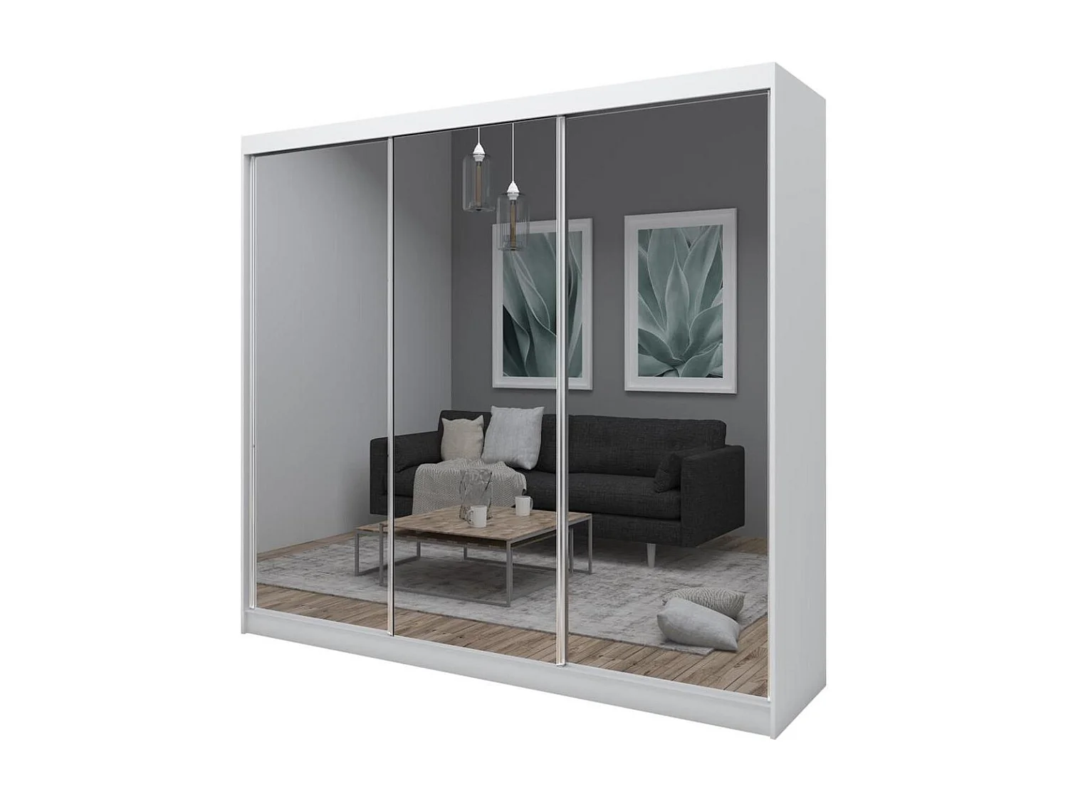 ARMOIRE À PORTES FERMÉES Debra 240/216/61 blanc avec miroir