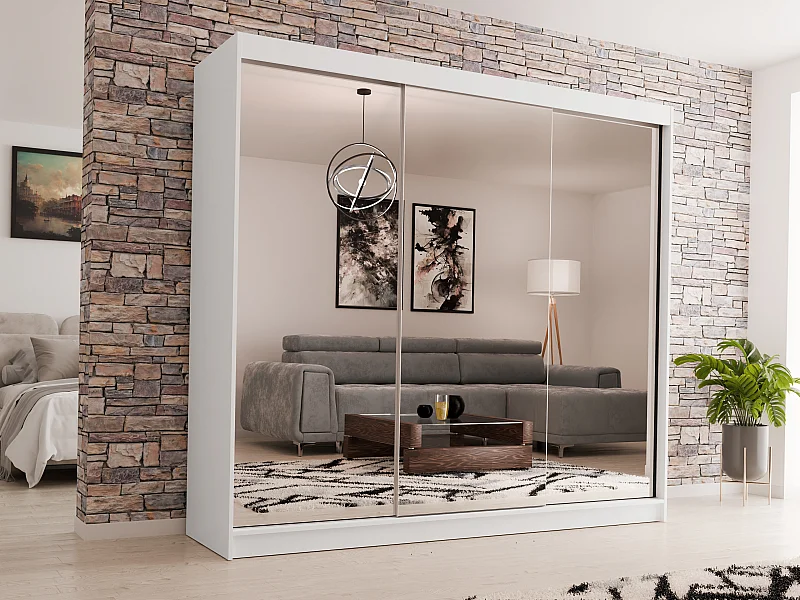 ARMOIRE À PORTES FERMÉES Debra 240/216/61 blanc avec miroir