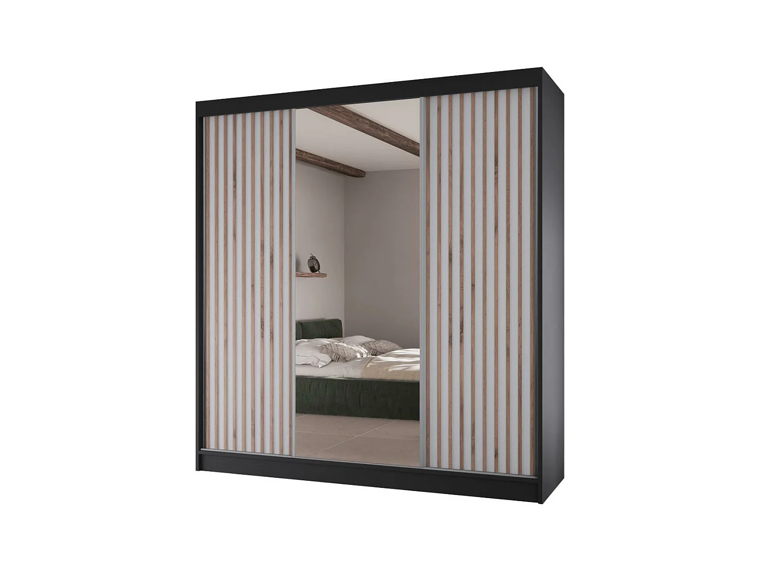 Hangkast Lico II 200/61/215 zwart+wit