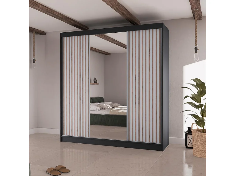 Hangkast Lico II 200/61/215 zwart+wit