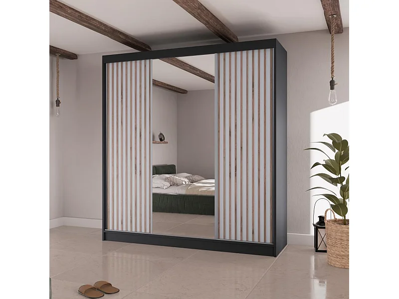 Hangkast Lico II 200/61/215 zwart+wit