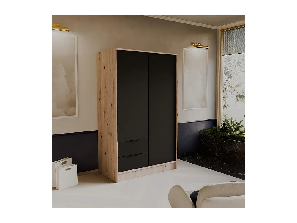 SCHWEBETÜRENSCHRANK Niko 100/51/200 cm eiche artisan+schwarz
