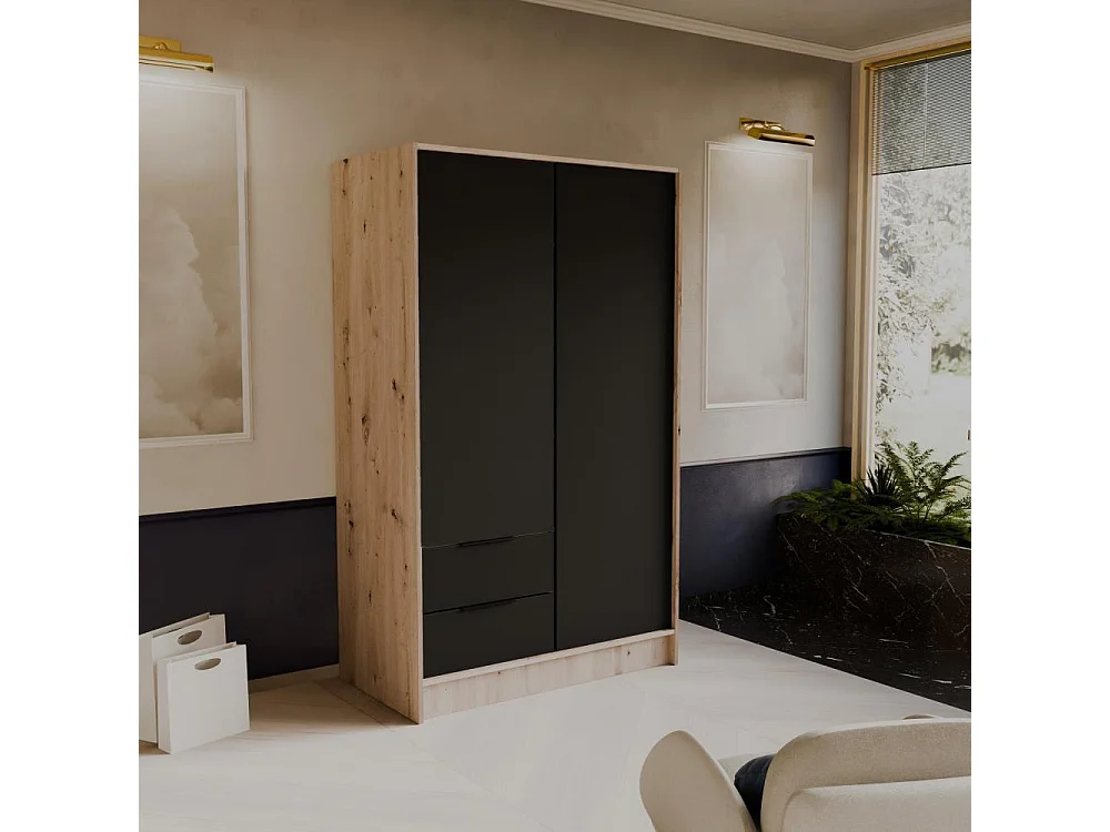 ARMOIRE À PORTES FERMÉES Niko 100/51/200 cm chêne artisan+noir