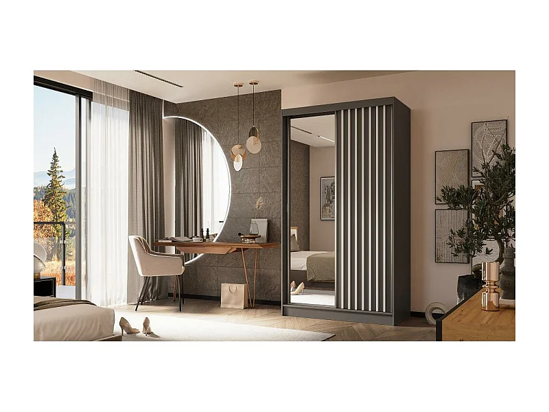 SCHWEBETÜRENSCHRANK Helix 120/216/61 grau+weiß