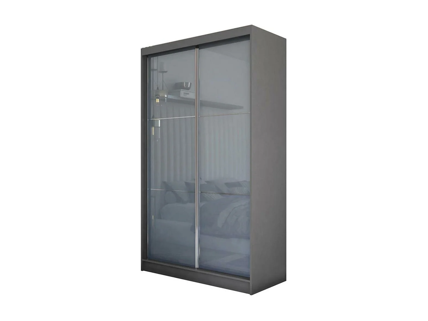 ARMOIRE À PORTES FERMÉES Viva 120/216/61 graphite avec verre Lacobel