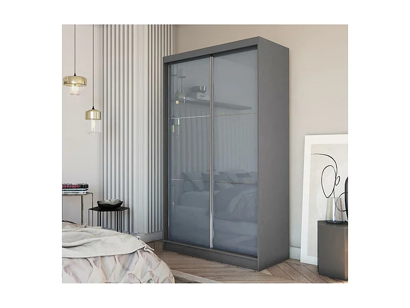 Hangkast Viva 120/216/61 grafiet met Lacobel-glas