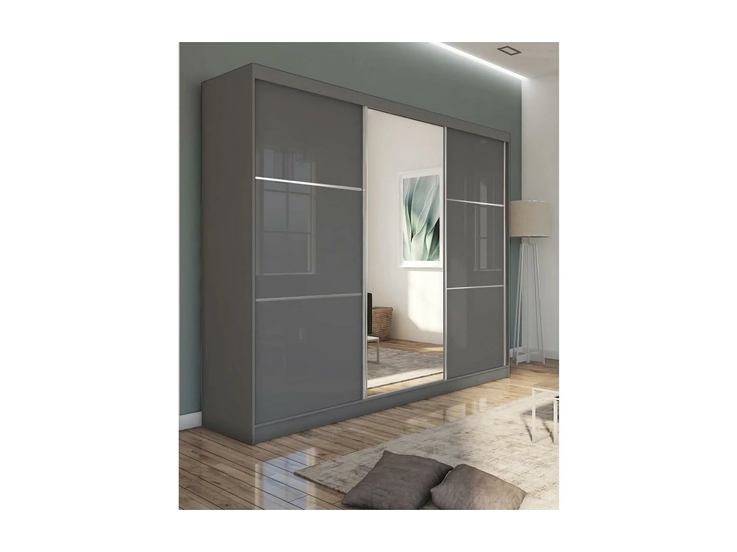 ARMOIRE À PORTES FERMÉES Viva 240/216/61 graphite avec miroir