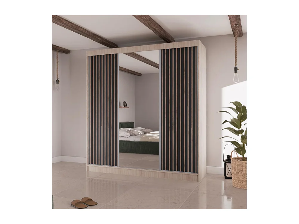 SCHWEBETÜRENSCHRANK Lico II 200/61/215 eiche sonoma+schwarz