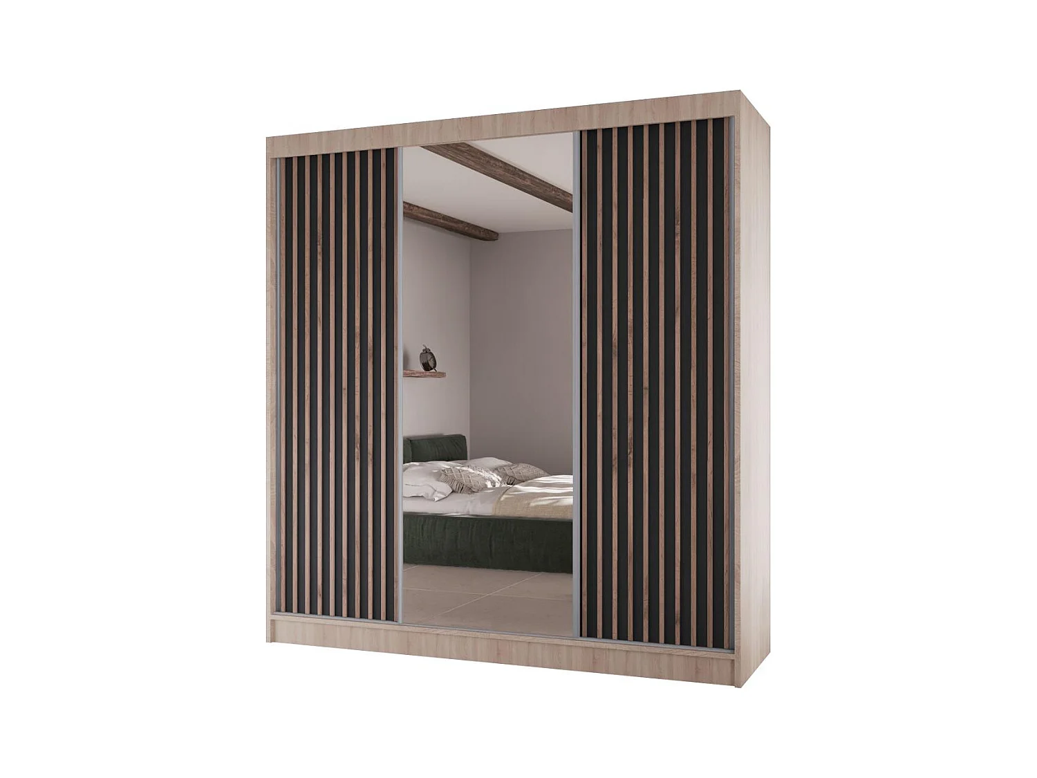 SCHWEBETÜRENSCHRANK Lico II 200/61/215 eiche sonoma+schwarz