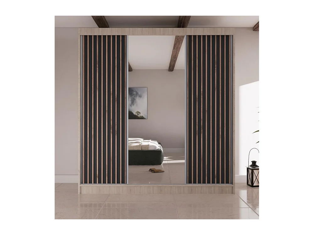 SCHWEBETÜRENSCHRANK Lico II 200/61/215 eiche sonoma+schwarz