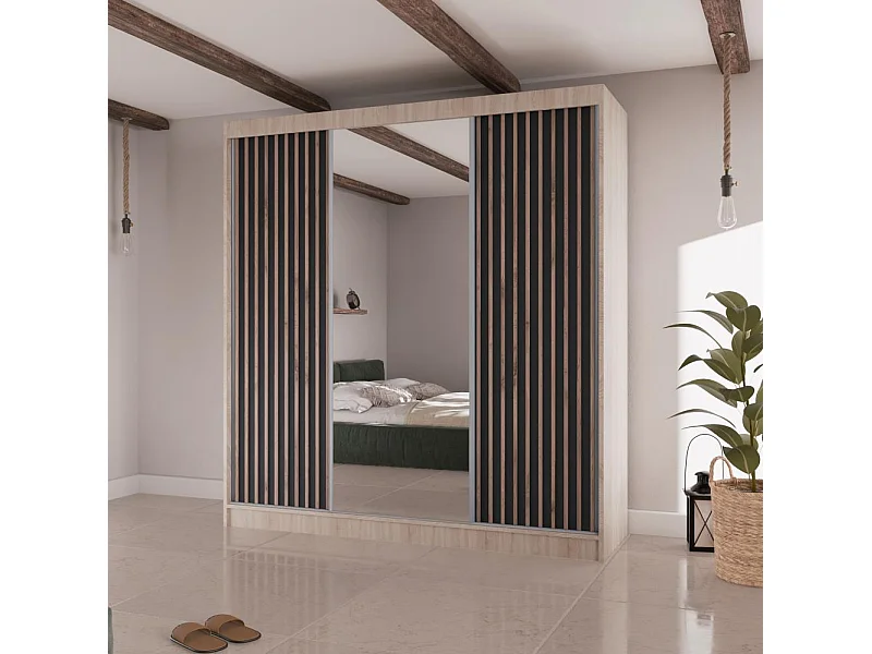 ARMOIRE A PORTES FERMÉES Lico II 200/61/215 chêne sonoma+noir