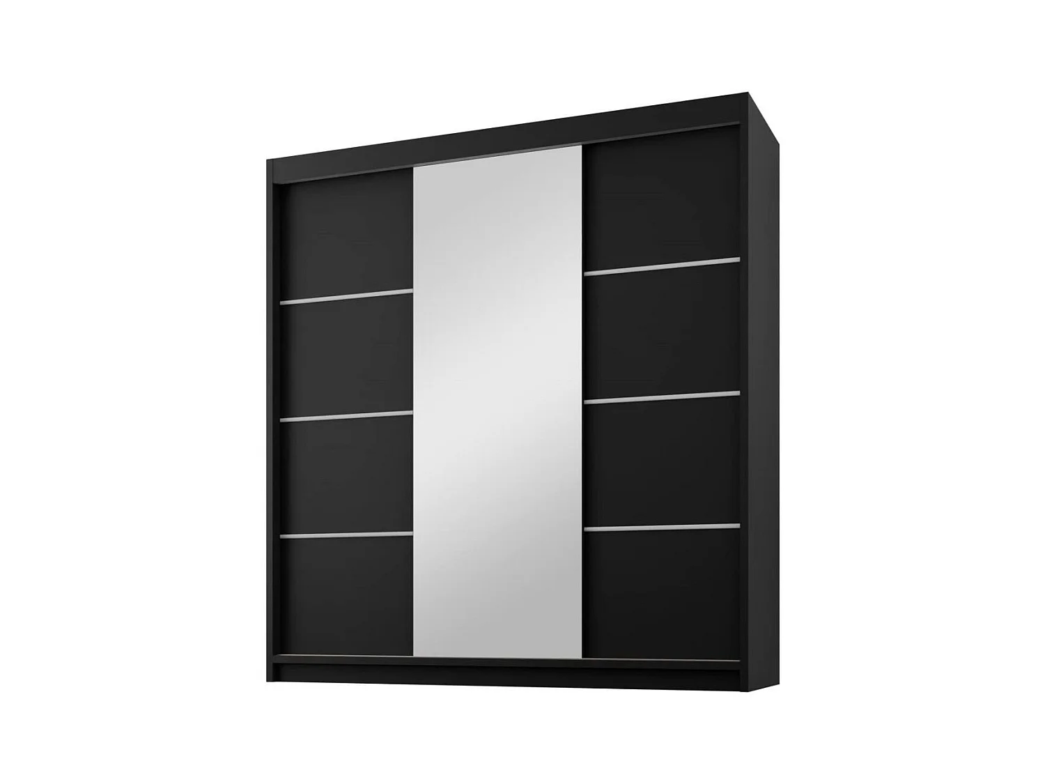 DRAAIDEURKAST Milo 200/215/58 3-deurs zwart met spiegel