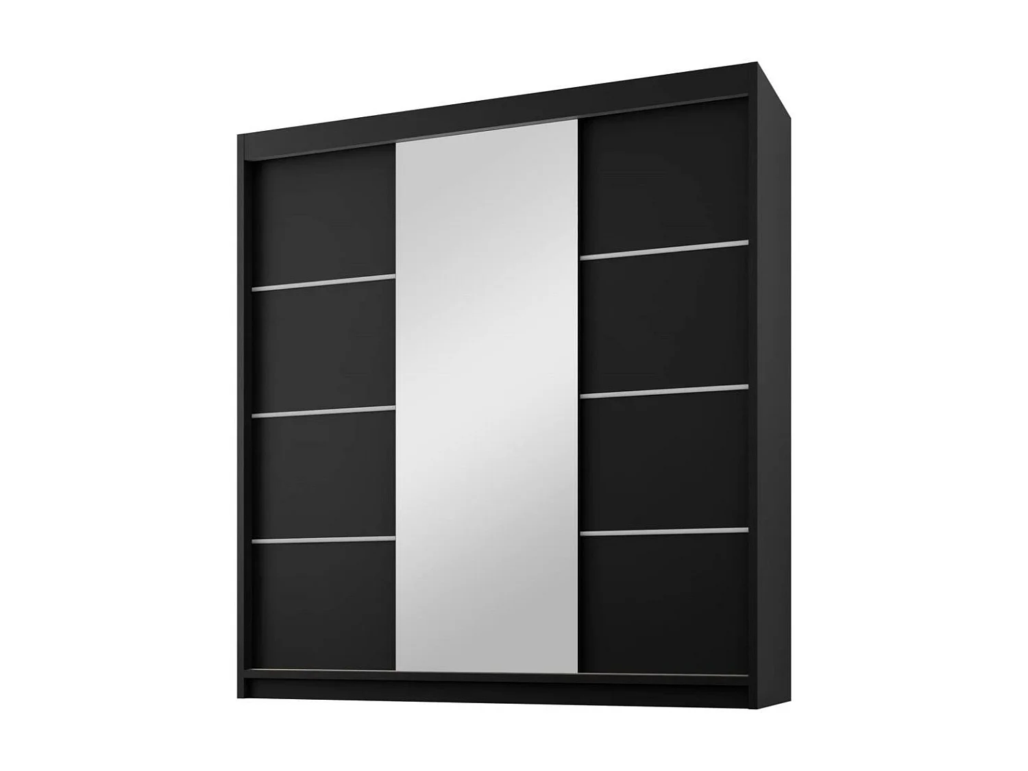 DRAAIDEURKAST Milo 200/215/58 3-deurs zwart met spiegel