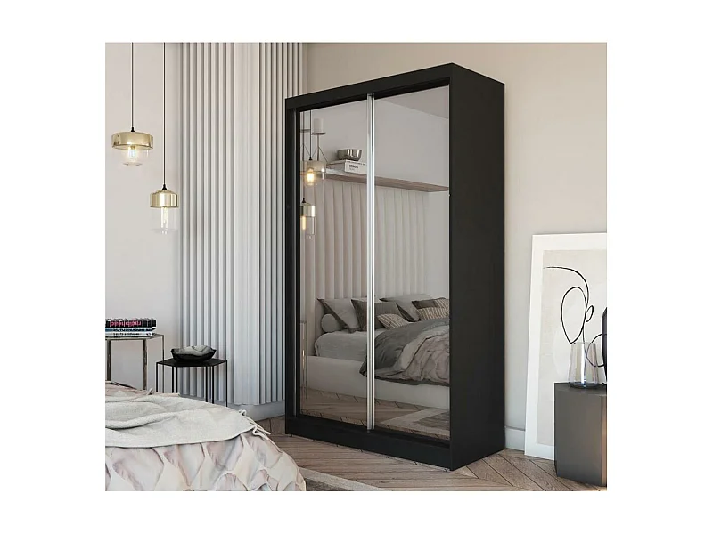 ARMOIRE À PORTES FERMÉES Debra 150/216/61 noir avec miroir