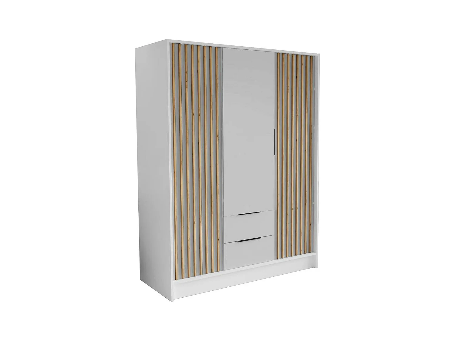 ARMOIRE A PORTES TOURNANTES Nero 150/51/200 cm avec lamelles blanc