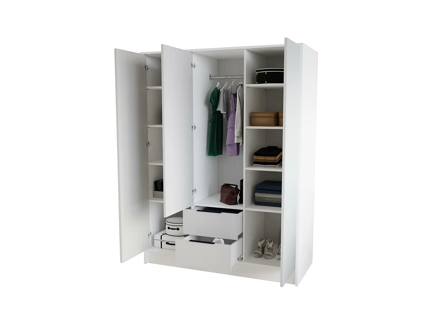 ARMOIRE A PORTES TOURNANTES Nero 150/51/200 cm avec lamelles blanc