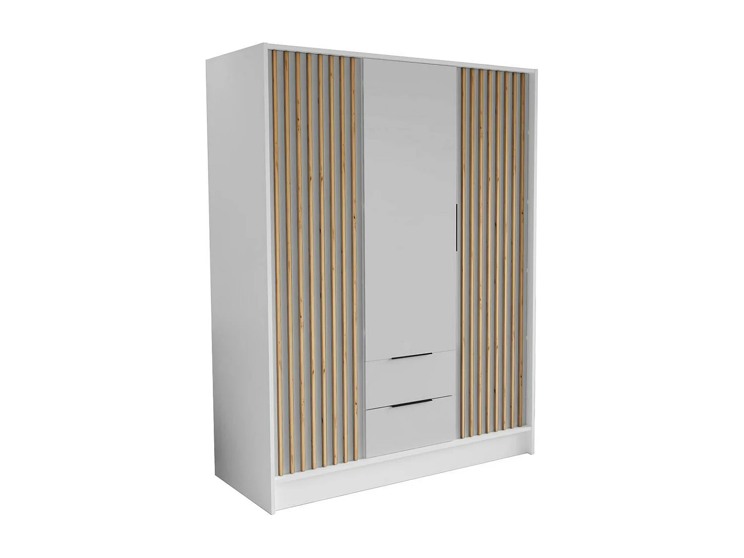 ARMOIRE A PORTES TOURNANTES Nero 150/51/200 cm avec lamelles blanc