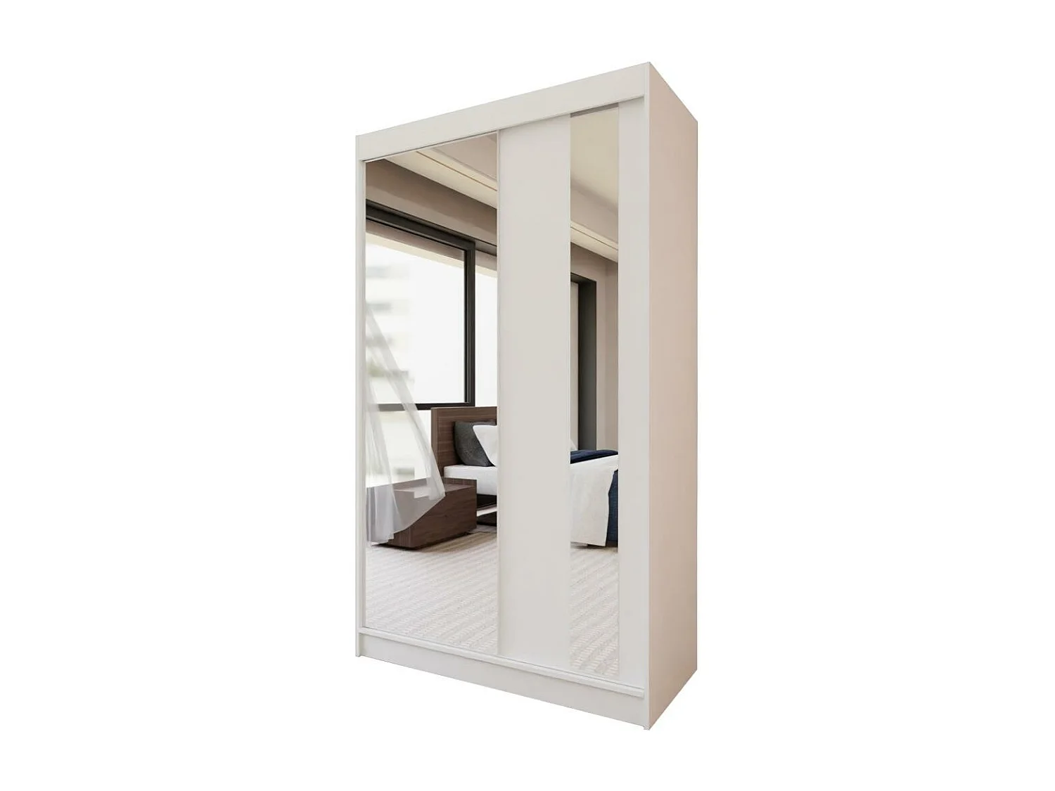 ARMOIRE A PORTES FERMÉES Gaja 120/216/61 blanc avec miroir et tiroirs