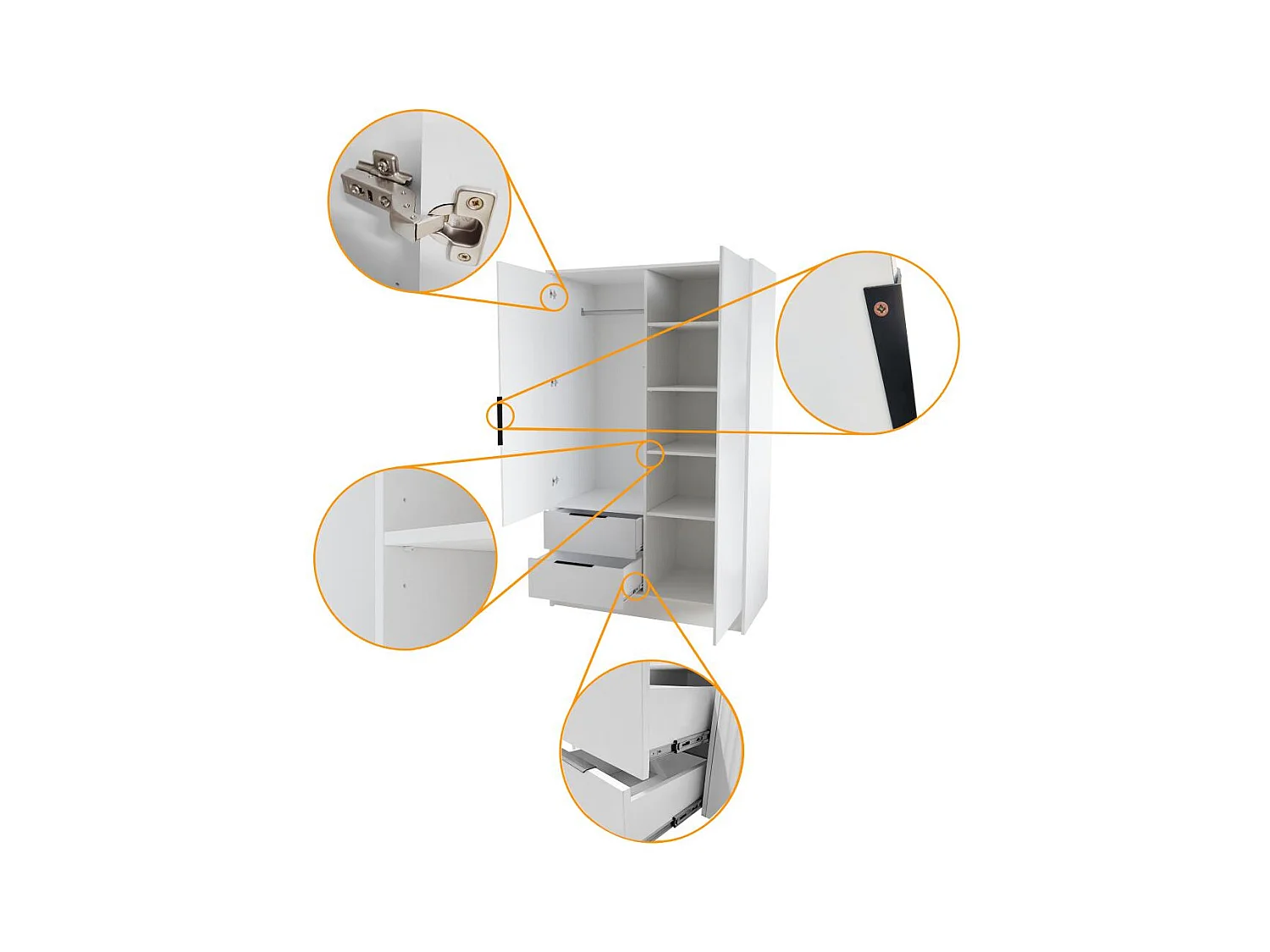 SCHWEBETÜRENSCHRANK Niko 100/51/200 cm schwarz+weiß