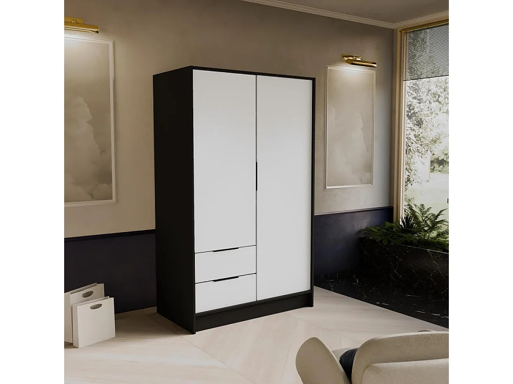 ARMOIRE À PORTES FERMÉES Niko 100/51/200 cm noir+blanc