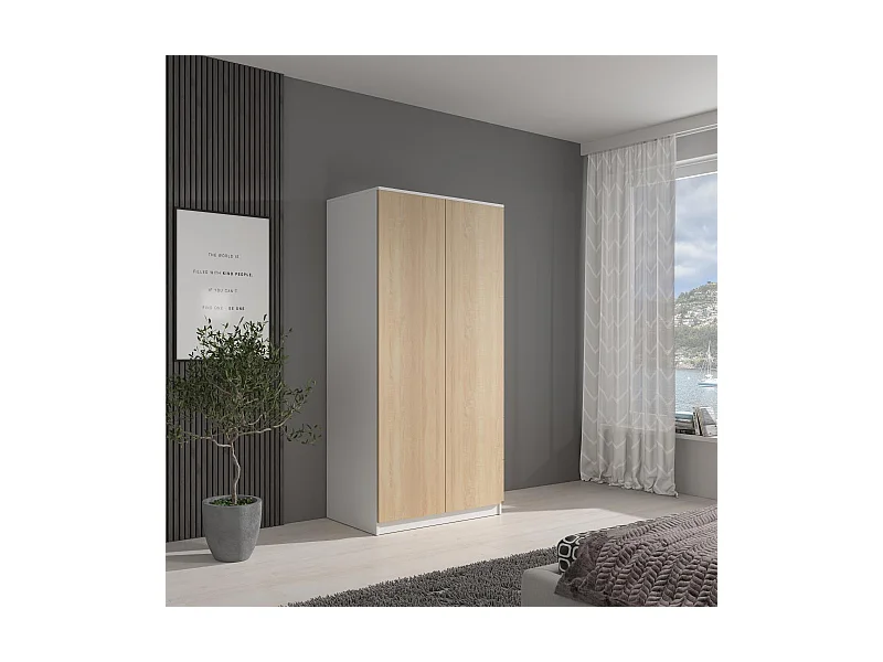 ARMOIRE A PORTES TOURNANTES Classic 90/180/50 cm 2 portes blanc+chêne Sonoma