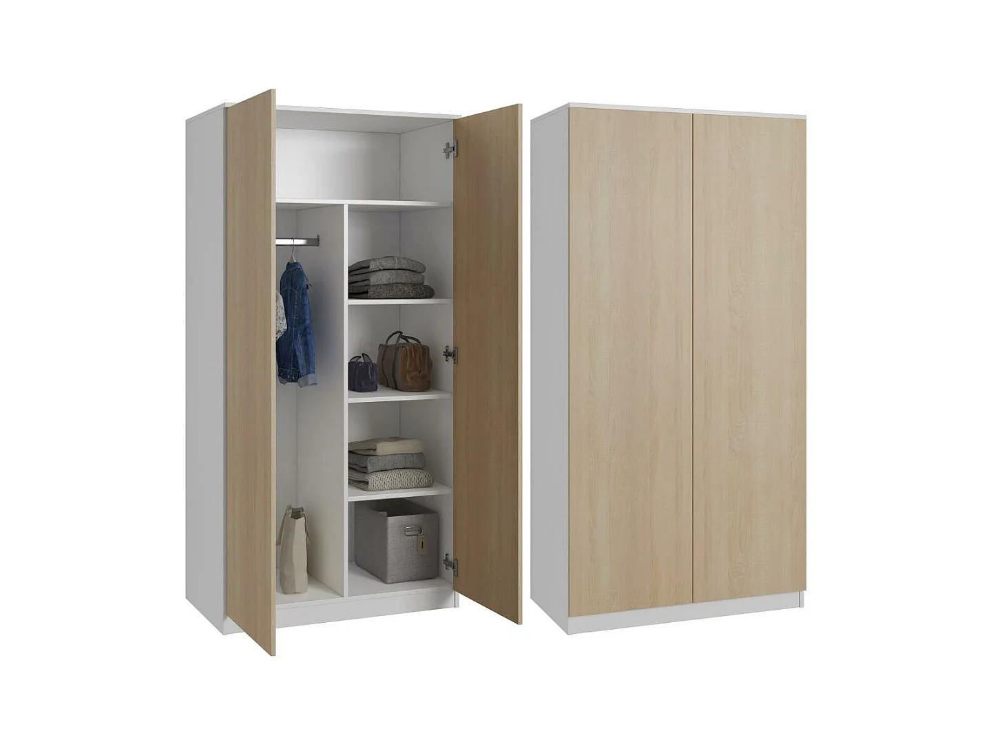 ARMOIRE A PORTES TOURNANTES Classic 90/180/50 cm 2 portes blanc+chêne Sonoma