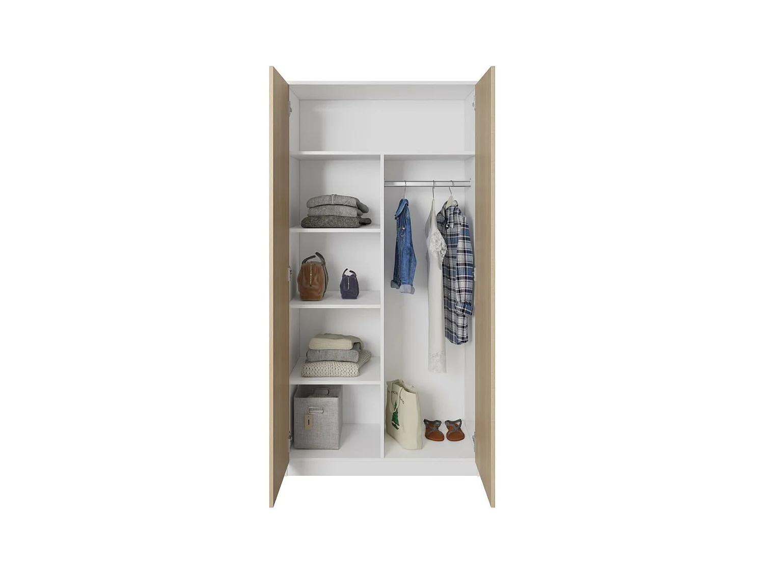 ARMOIRE A PORTES TOURNANTES Classic 90/180/50 cm 2 portes blanc+chêne Sonoma