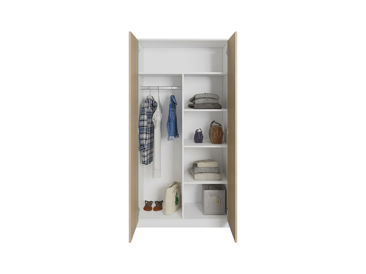 ARMOIRE A PORTES TOURNANTES Classic 90/180/50 cm 2 portes blanc+chêne Sonoma