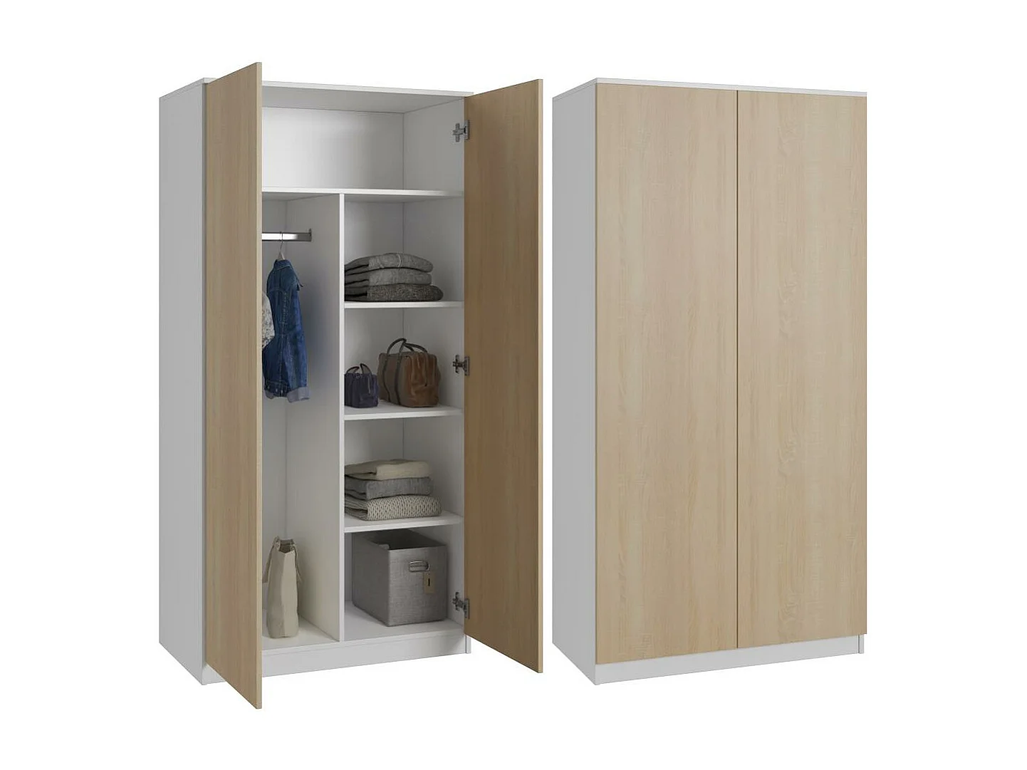 ARMOIRE A PORTES TOURNANTES Classic 90/180/50 cm 2 portes blanc+chêne Sonoma