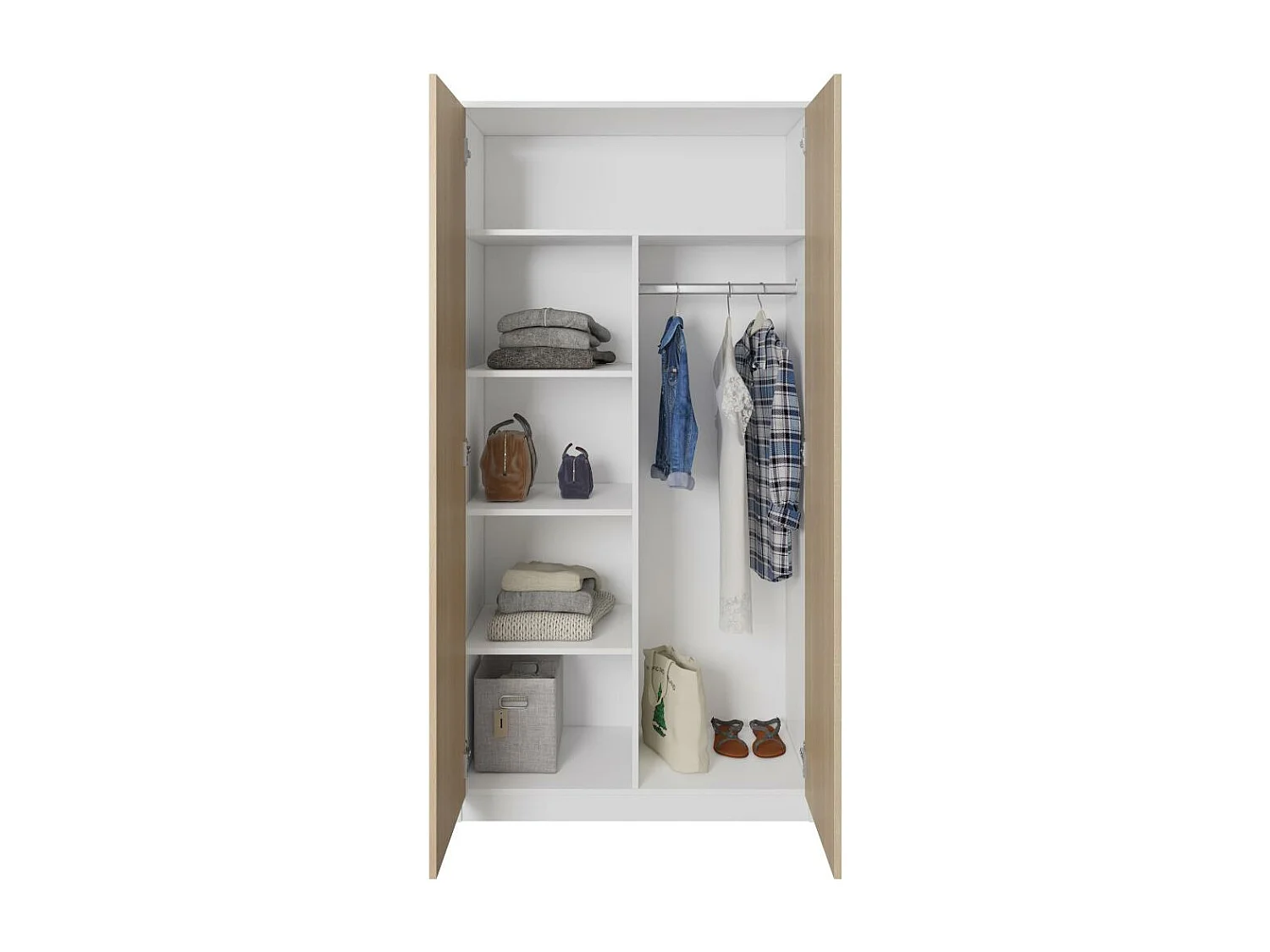 ARMOIRE A PORTES TOURNANTES Classic 90/180/50 cm 2 portes blanc+chêne Sonoma