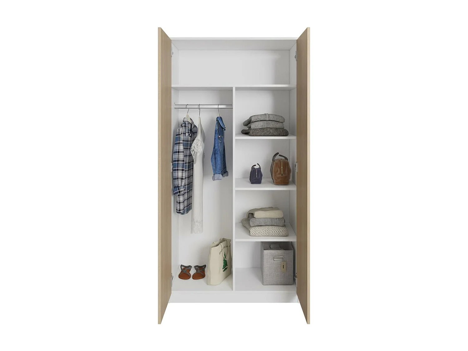 ARMOIRE A PORTES TOURNANTES Classic 90/180/50 cm 2 portes blanc+chêne Sonoma