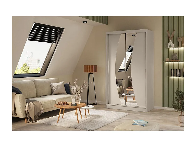 ARMOIRE A PORTES FERMÉES Vox 120/216/61 kashmir avec miroir et blocs-tiroirs