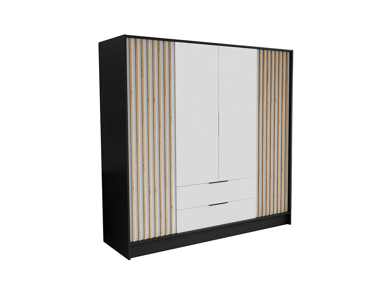 ARMOIRE A PORTES TOURNANTES Nero 200/51/200 cm avec lamelles noir+blanc