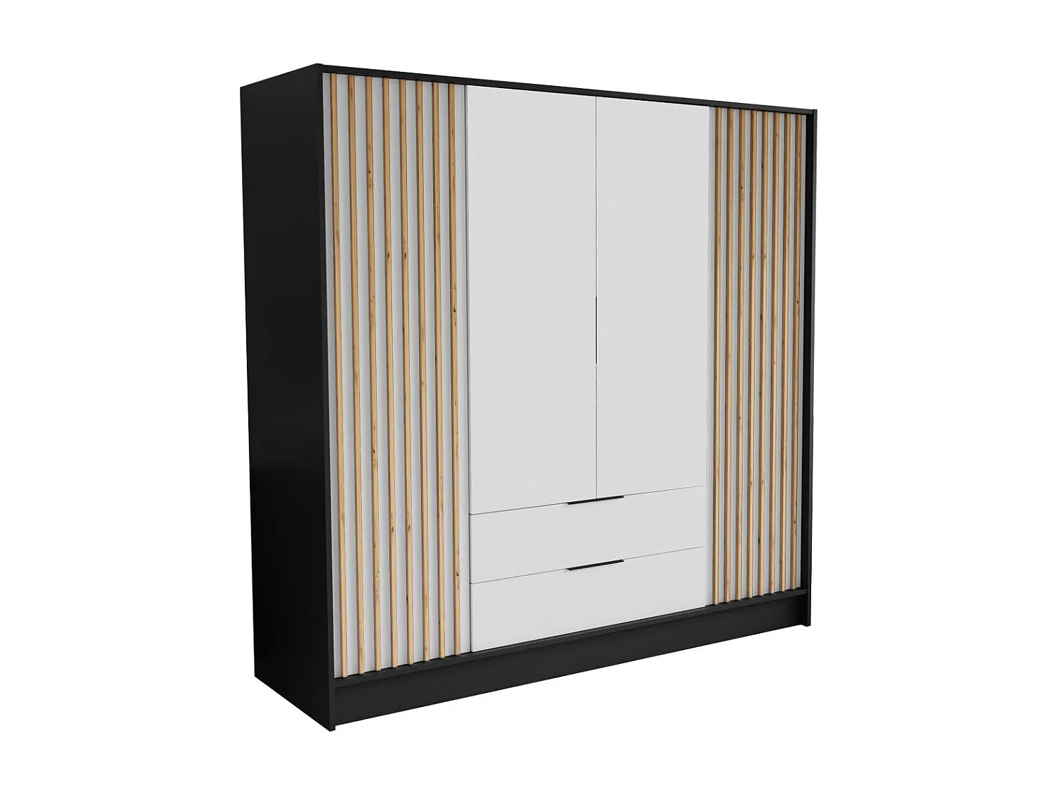 ARMOIRE A PORTES TOURNANTES Nero 200/51/200 cm avec lamelles noir+blanc