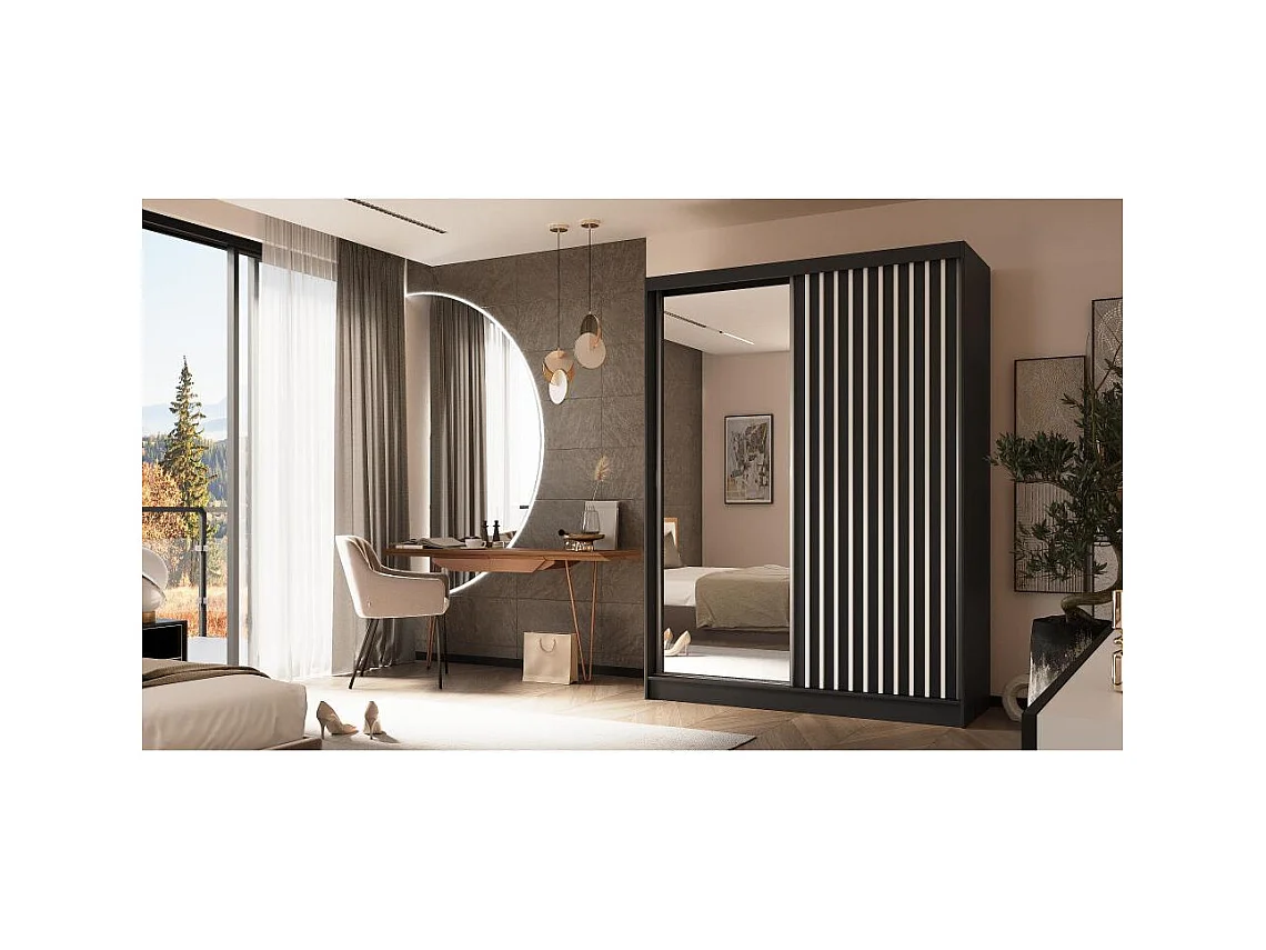 SCHWEBETÜRENSCHRANK Helix 160/216/61 schwarz+weiß