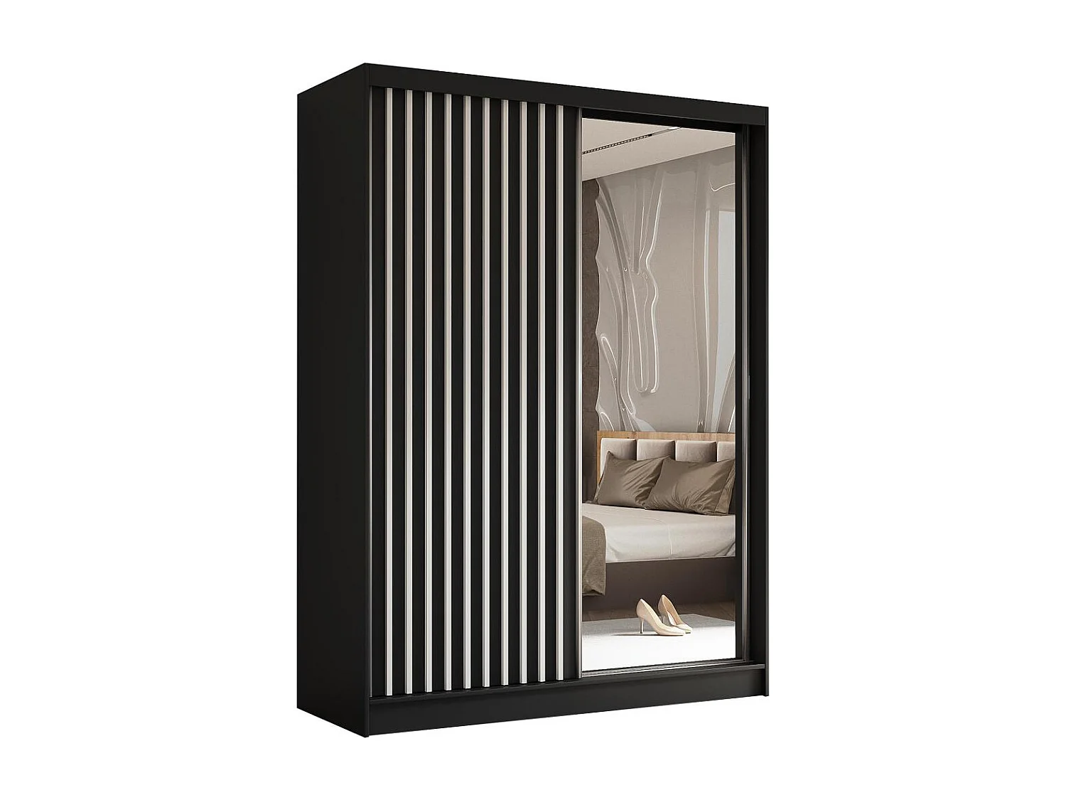 SCHWEBETÜRENSCHRANK Helix 160/216/61 schwarz+weiß