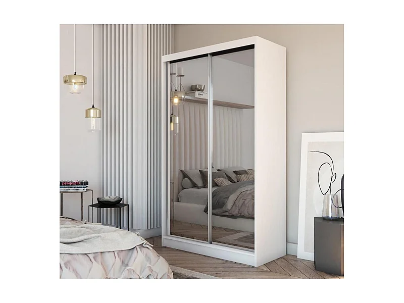 ARMOIRE À PORTES FERMÉES Debra 120/216/61 blanc avec miroir