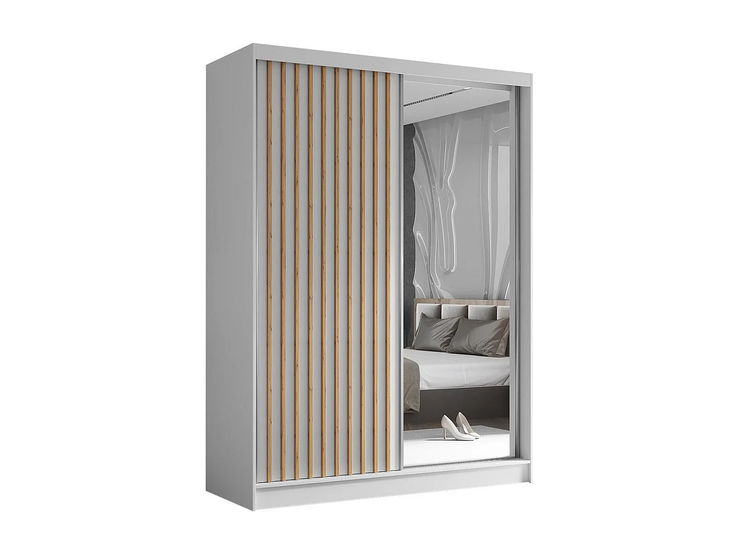 ARMOIRE A PORTES FERMÉES Helix 160/216/61 blanc+chêne artisanal