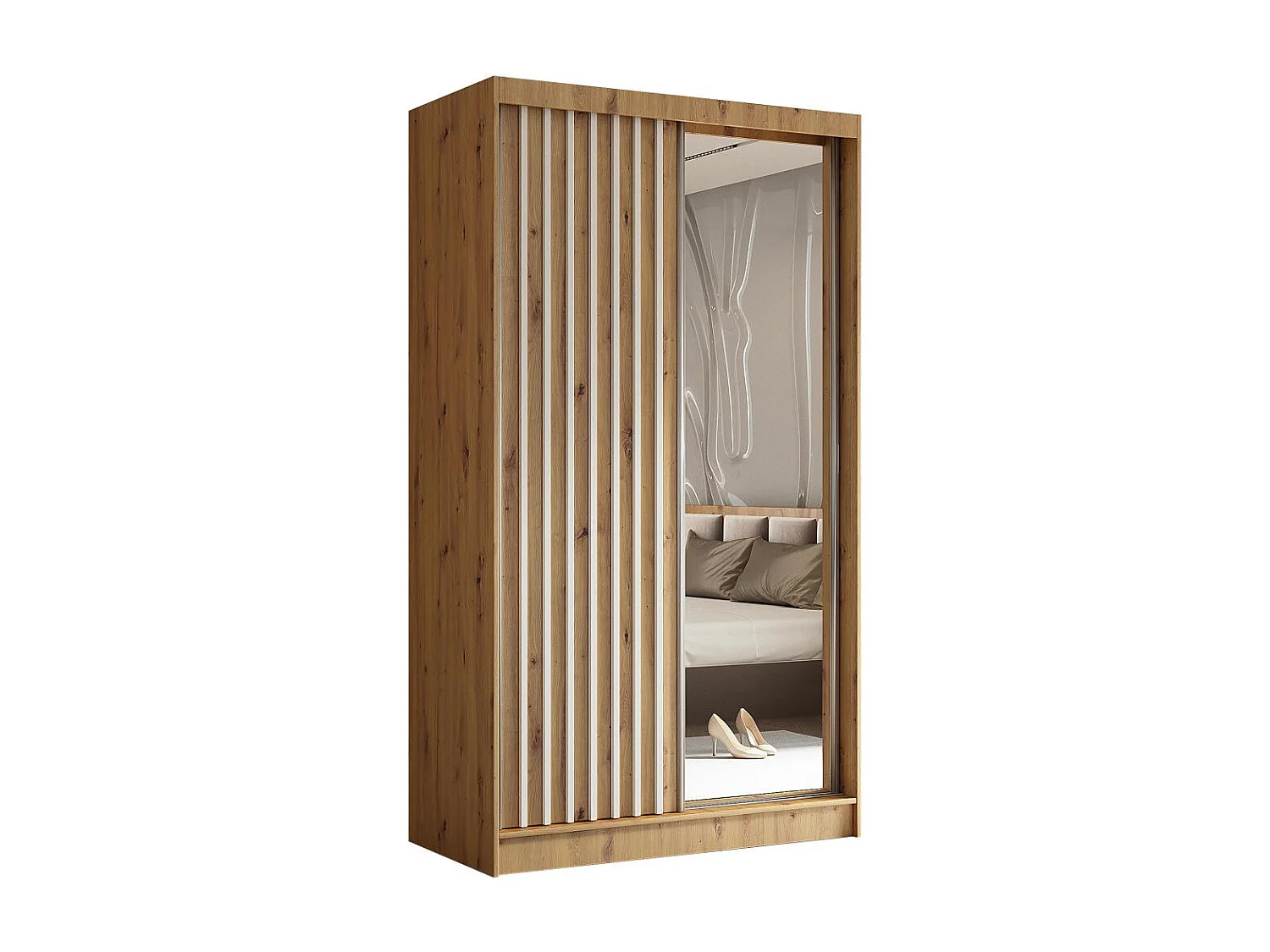 ARMOIRE A PORTES FERMÉES Helix 120/216/61 chêne artisan+blanc avec blocs-tiroirs