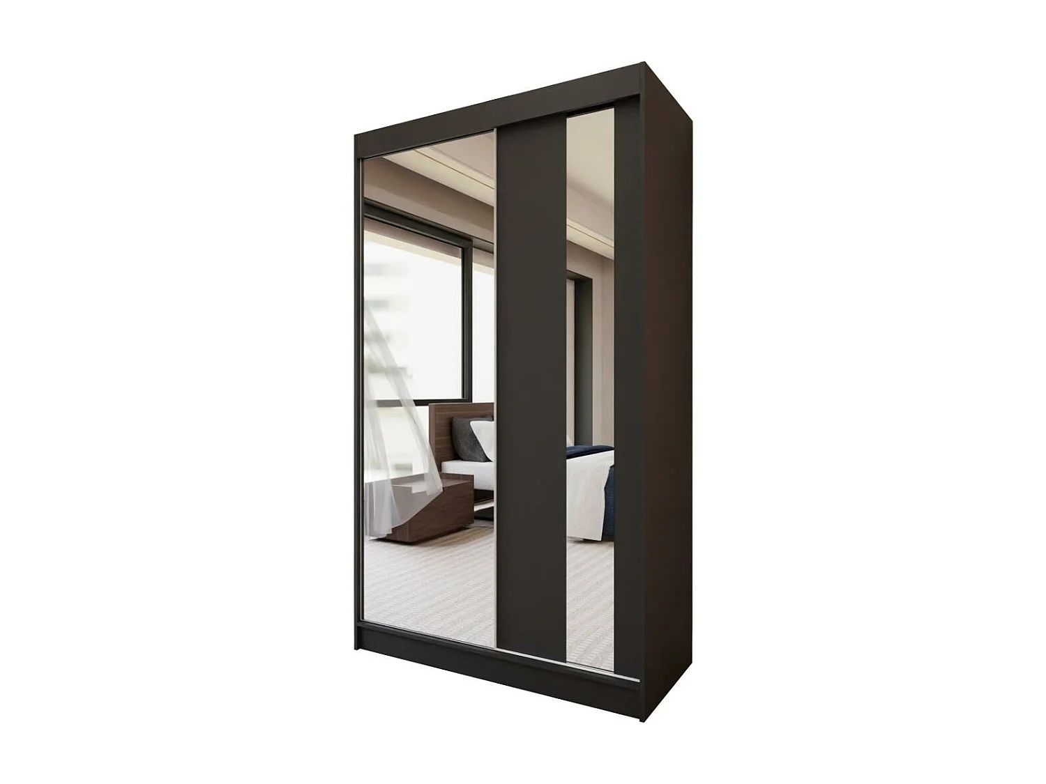 ARMOIRE A PORTES FERMÉES Gaja 120/216/61 noir avec miroir et tiroirs