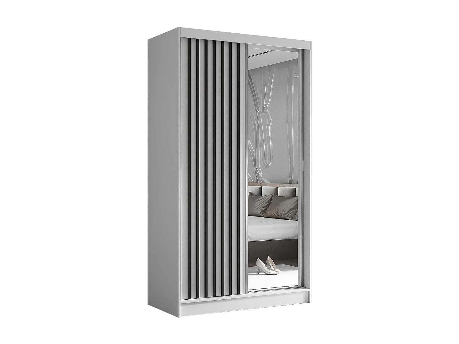 SCHWEBETÜRENSCHRANK Helix 120/216/61 weiß+schwarz