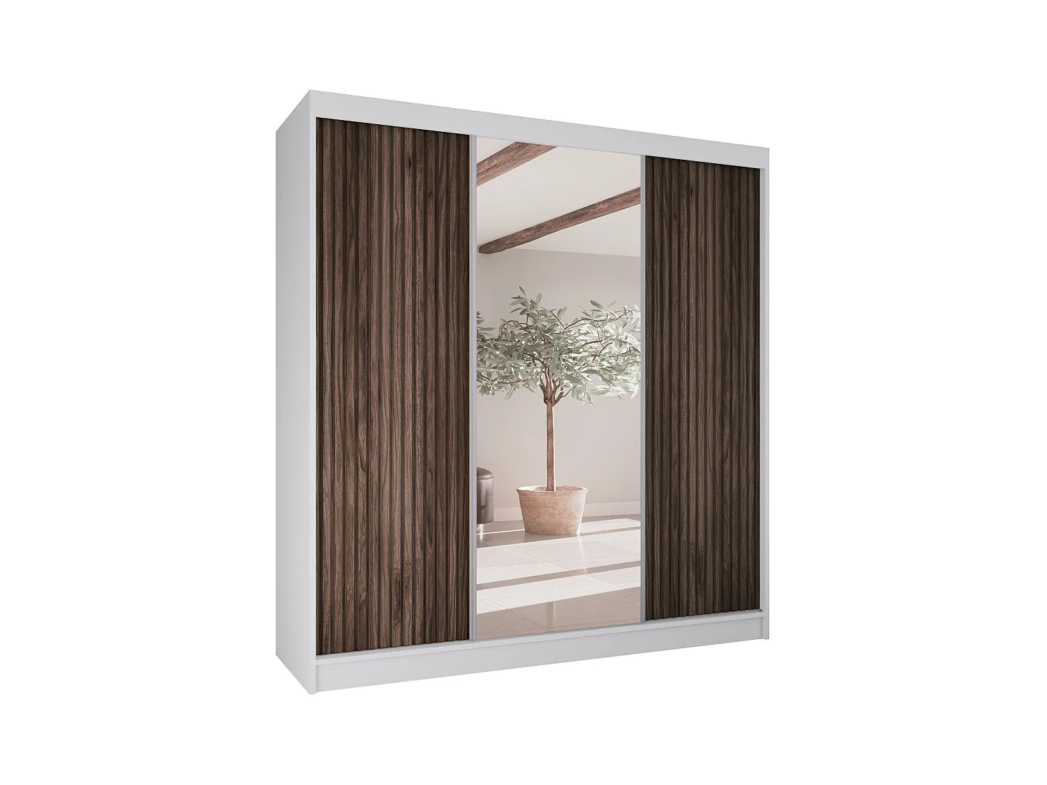 ARMOIRE A PORTES FERMÉES Ramos II 200/61/215 chêne blanc+couleur bois