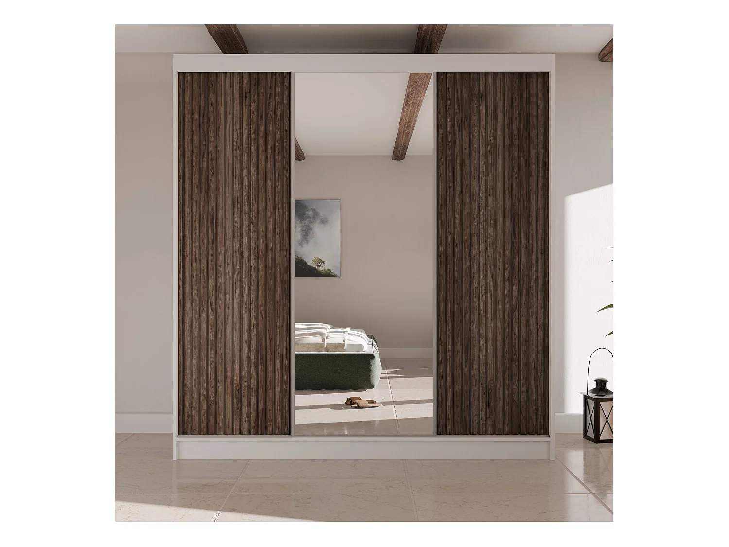 ARMOIRE A PORTES FERMÉES Ramos II 200/61/215 chêne blanc+couleur bois