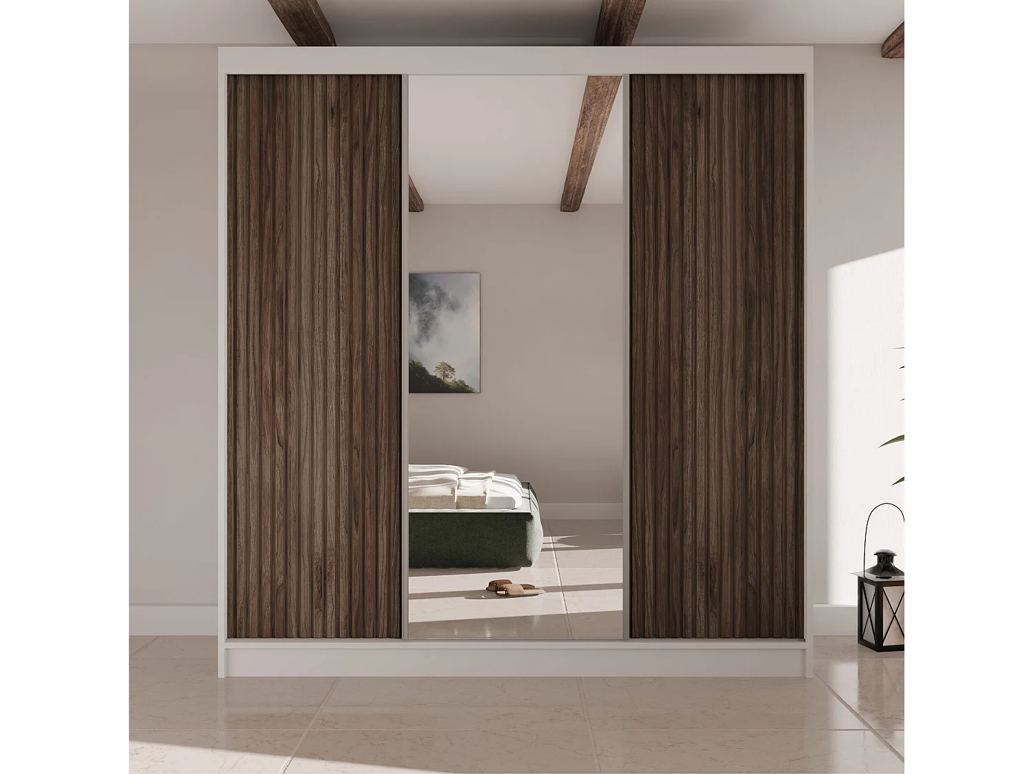 SCHWEBETÜRENSCHRANK Ramos II 200/61/215 eiche weiß+holzfarben