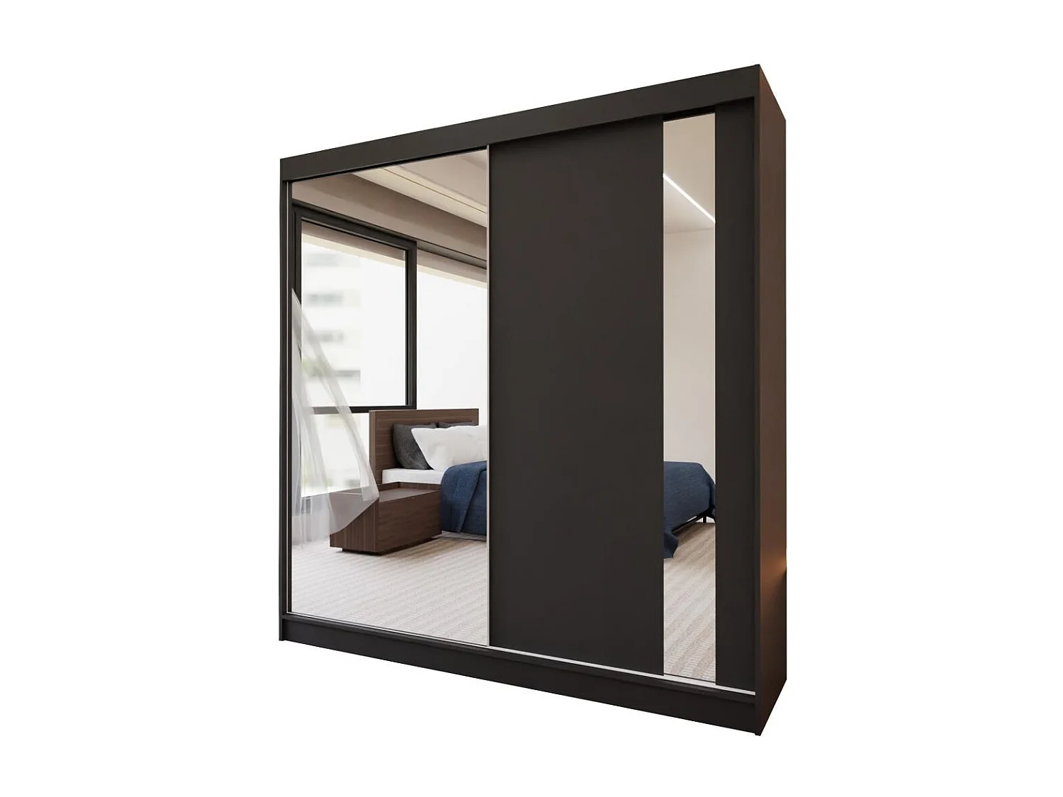 ARMOIRE À PORTES FERMÉES Gaja 200/216/61 noir avec miroir et inserts de tiroirs